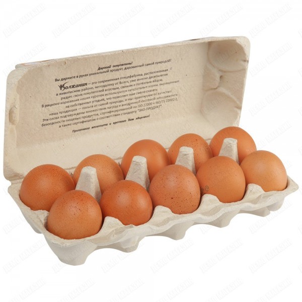 Яйца куриные пищевые столовые Волжское утро С0 10шт